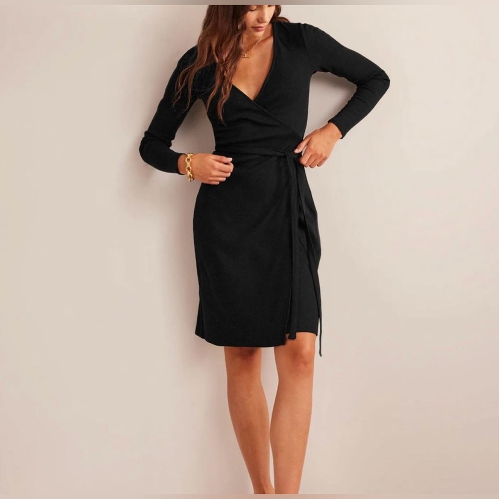 Boden Black Ribbed Jersey Dress. Never worn.